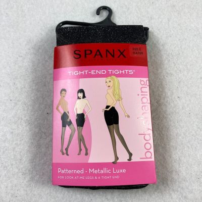 SPANX Body Shaping Tight End Tights Women's Size E Black Silver Metallic Pattern