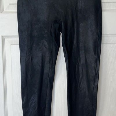 Spanx Don't Faux-get It Faux Leather Leggings, Shiny Black, Size XL