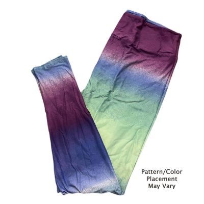 TC2 LuLaRoe Leggings  GREEN BLUE PURPLE TIE DYE PATTERN; Sz 20-26 Tall & Curvy 2