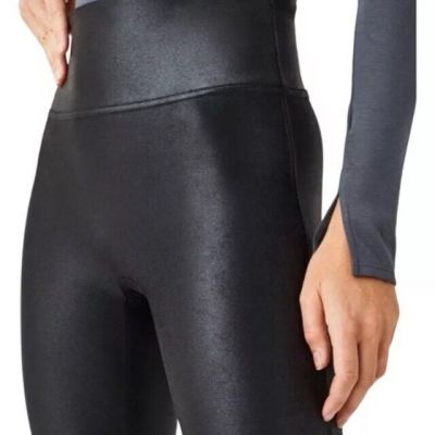 Spanx Faux Leather Leggings Women’s SMALL Black Style 2437 Shimmer Chic Stretch