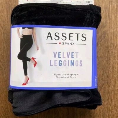 Spanx Assets Velvet Leggings Plus Size 1X Black HTF - NIP