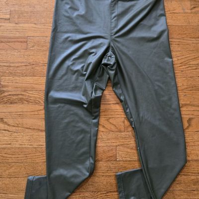 Offline by Aerie Real Luxe Army Green Faux Leather High Rise Leggings XL