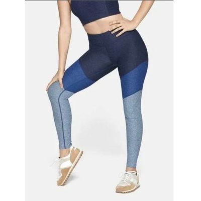 Outdoor Voices High Waist Colorblock Work Out Leggings Blue Grey Size Medium