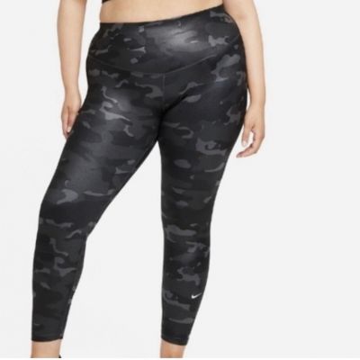 Nike One Plus Size 2X Mid-Rise Camo-Print Leggings Black Full Length $70 NWT