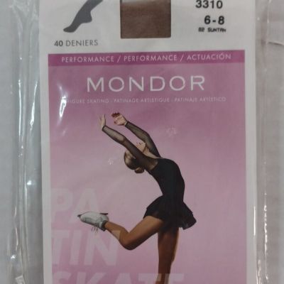 Mondor Figure Skating Tights 3310 Children Sz 6-8 Suntan Footed Semi- Opaque NEW