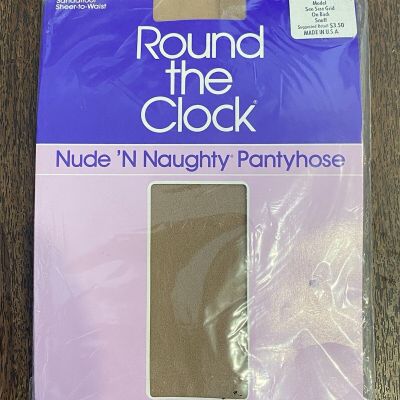 ROUND THE CLOCK Nude 'N Naughty Pantyhose STYLE 50~SMALL~”Snugg” Sandalfoot