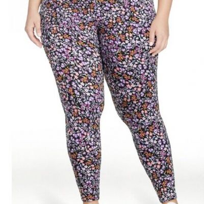 Terra &Sky Women High Waist Plus Size Magic Garden Leggings Size 1X (16W-18W) NW