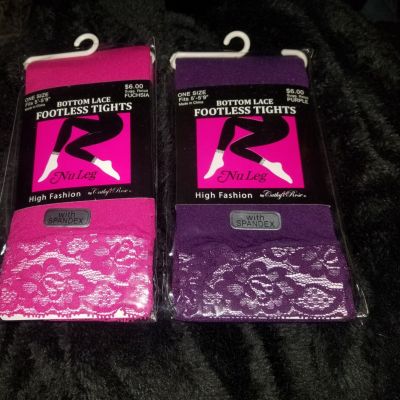 Two (2) Pack Cathy Rose Lace Bottom Footless Tights