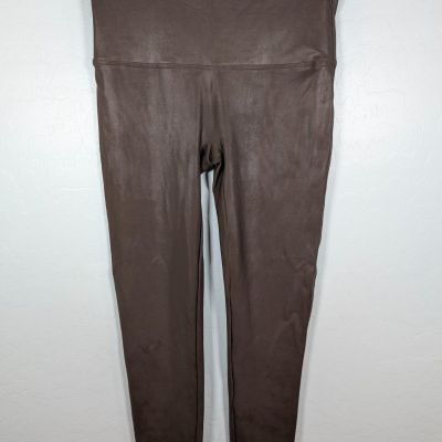 Spanx Leggings Womens Size 1X Brown SPANXshape Faux Leather Stretch 2437P