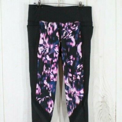 Livi Active Black Pink Print Calf Length Activewear Athletic Leggings Size 14/16