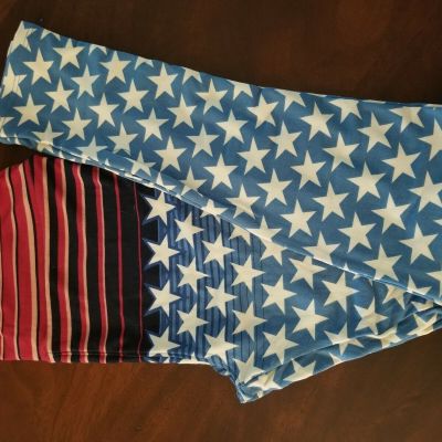 Lularoe Leggings OS, 2018 AMERICANA, Stripes Stars, Red White Blue, Brand New