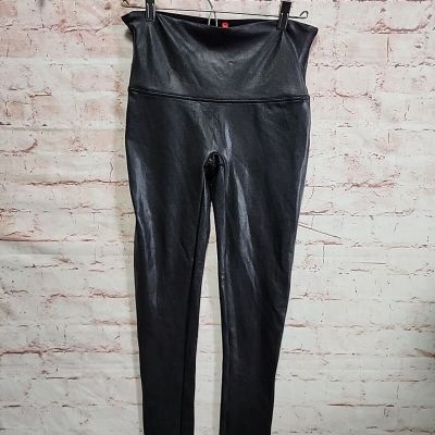 Spanx Faux Leather Black Leggings Pants L