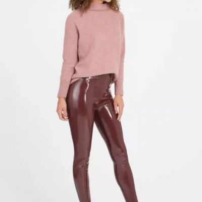 NWT SPANX Faux Patent Leather Liquid Gloss LEGGINGS 20301R Ruby Size LARGE