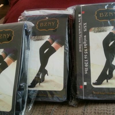 FLEECE LINED THIGH HI TIGHTS/STOCKINGS/LONG SOCKS-3 PKS-SIZE M/L