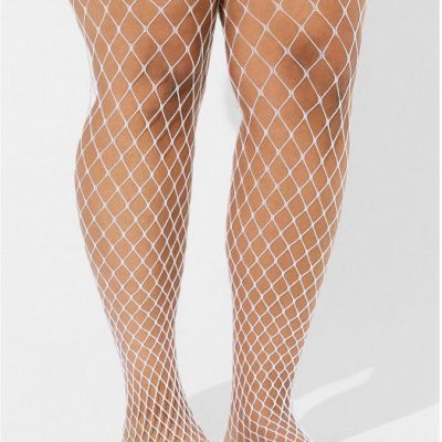 TORRID WHITE FISHNET FOOTED TIGHTS SIZE 1/2