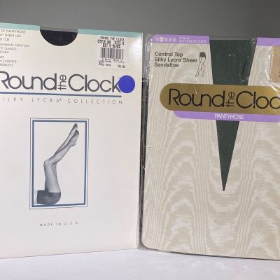 Vintage Round The Clock Control Top Pantyhose - Mulit Color - Lot of 2