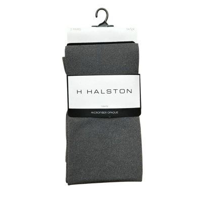 NWT H Halston 2-Pack Black & Gray Microfiber Opaque Tights 1X/2X warm cozy layer