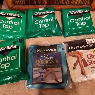 Lot of 6 No Nonsense Control Top Pantyhose Size B (Assorted Colors)