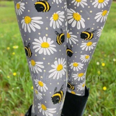 NEW Women Sizes 18-22 Bumble Bee Daisy Leggings Buttery Soft Leggings