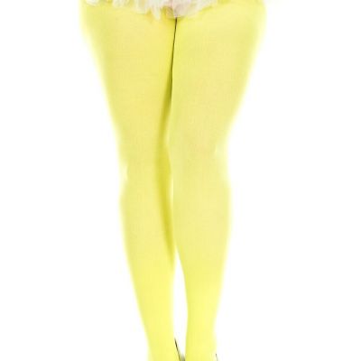 Plus Size neon Yellow Opaque Pantyhose Tights Dancewear ravewear Stockings