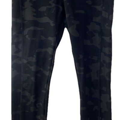 Danskin Leggings Medium Black Gray Camo Print Pockets Workout Activewear