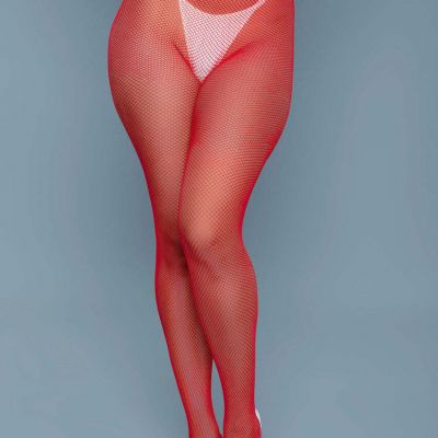 BeWicked Up All Night Pantyhose Fishnet Red