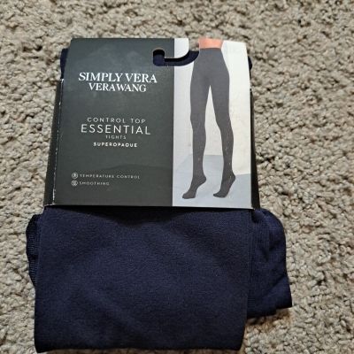 Simply Vera Wang Super Opaque Control Top Essential Tights Hose Size 4 Navy NEW