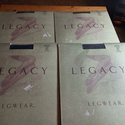 Lot 4 Pairs LEGACY LEGWEAR Control Top Tights  Hosiery Black, Grey Brown Size E