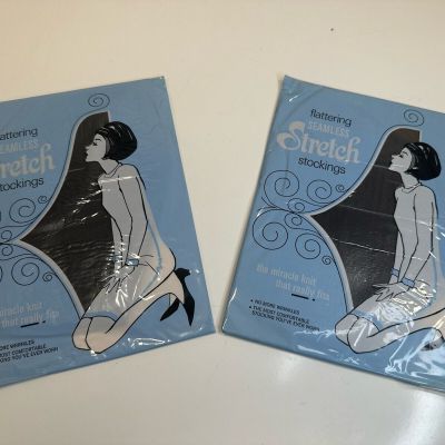 VINTAGE Merry Maid-Seamless Stretch-Dark Pecan-2pair-Sz9.5-10M *NEW