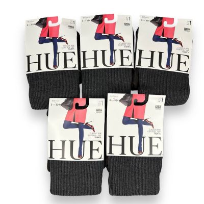 HUE Womens Classic Rib Control Top Tights Size 1 Graphite Heather 5 Pairs New