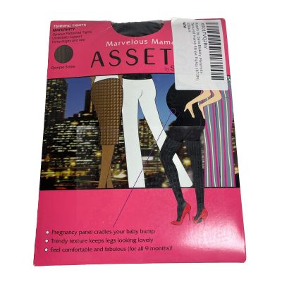 Assets By Spanx Maternity Tights Marvelous Mama Black Opaque Stripe Sz 1 873M