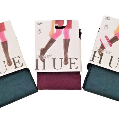 Women's Hue Super Opaque Control Top Tights Stockings Footed Pantyhose - 3Pairs