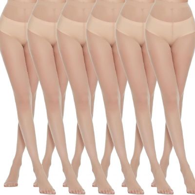 MANZI 6 Pairs Pantyhose for Women 20 Denier High Waist Sheer Tights