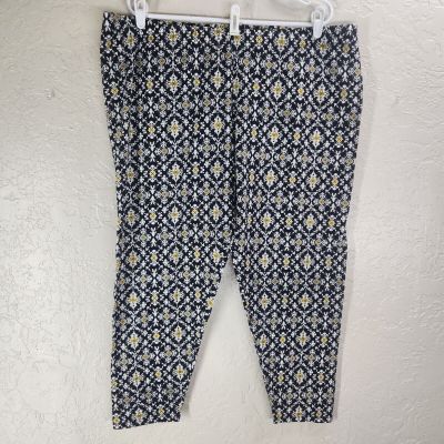 Cato Sz 26/28 W Black & Yellow Geometric Flower Print Leggings