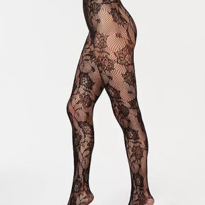 I.n.c. Black Floral Lace Tights