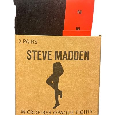 Steve Madden Women's M Microfiber Opaque Tights 2 Pairs