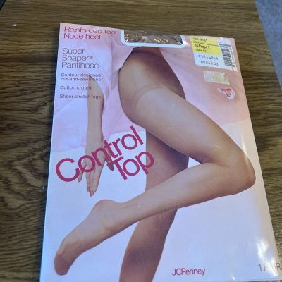 JCPenney CONTROL TOP Pantihose,  shaper Reinforced toe nude heel, SHORT Gala 02