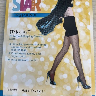 Star Power by SPANX Women's Stand-Out Dots Patterned Shaping Sheers  Black sz  A