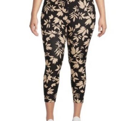 Terra & Sky Plus Size Medium Tropical Silhouette Capris Leggings Size 3X NWT