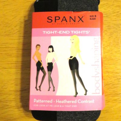 Spanx Tight End Shaping Tights Black Gray Heathered Contrast Size B