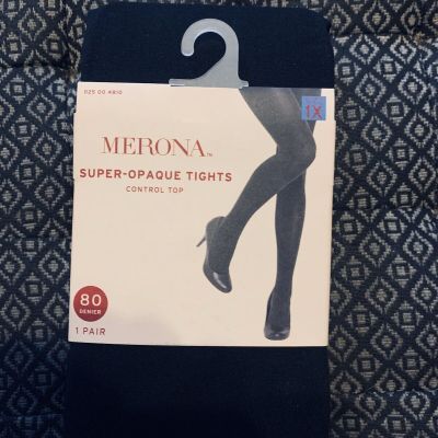 Merona Super Opaque Tights Control Top 1x 80 Denier Black 1 Pair Brand New