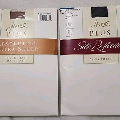 Hanes Plus Silk Reflections Silky Sheer + Absolutely Ultra Sheer 2 Plus Lot Of 2