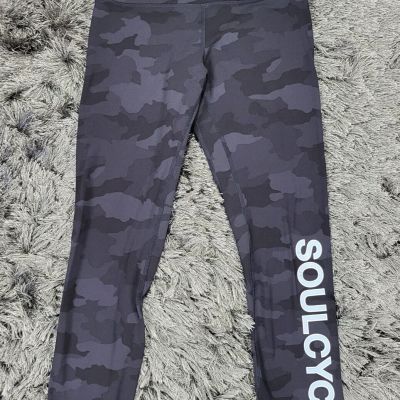 Lululemon Soulcycle Leggings Women's 6 Black Gray Camouflage Yoga Gym Workout