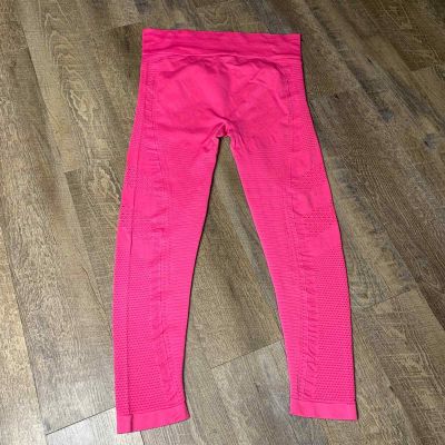 Touch Me Leggings Womens Size 1X/2X Pink Laser Cut Pull On Cropped Stretch