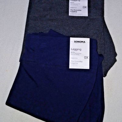 Sonoma Womens 2 Pair Leggings Dark Gray and Navy Size 0X