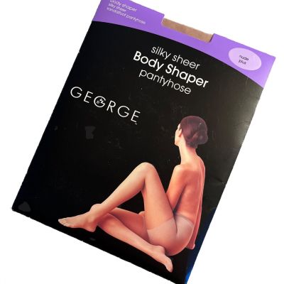 George Silky Sheer Shaper Body Shaper Sandlefoot Panty Hose 4858 Nude Plus NEW