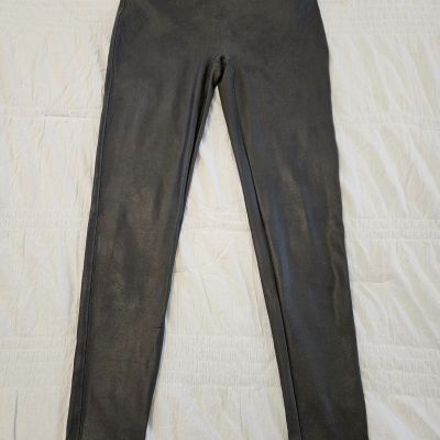 Spanx By Sara Blakely Women's XL Extra Large Leggings Glossy Gray Faux Leather