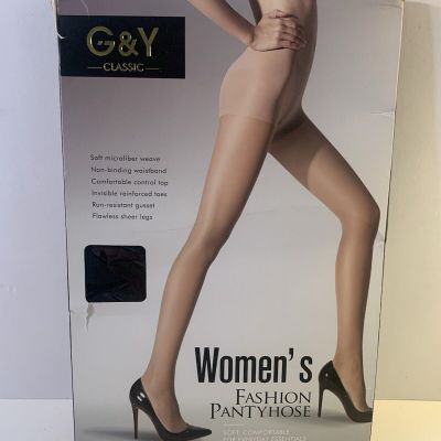 G & Y Classic 3 Pack Sheer Black Pantyhose Size Medium New