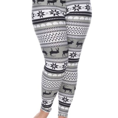 White Mark reindeers printed leggings - plus in Grey / White - size One Size