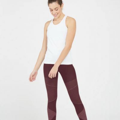 SPANX Look At Me Now Seamless Moto Leggings In Wine Size Large